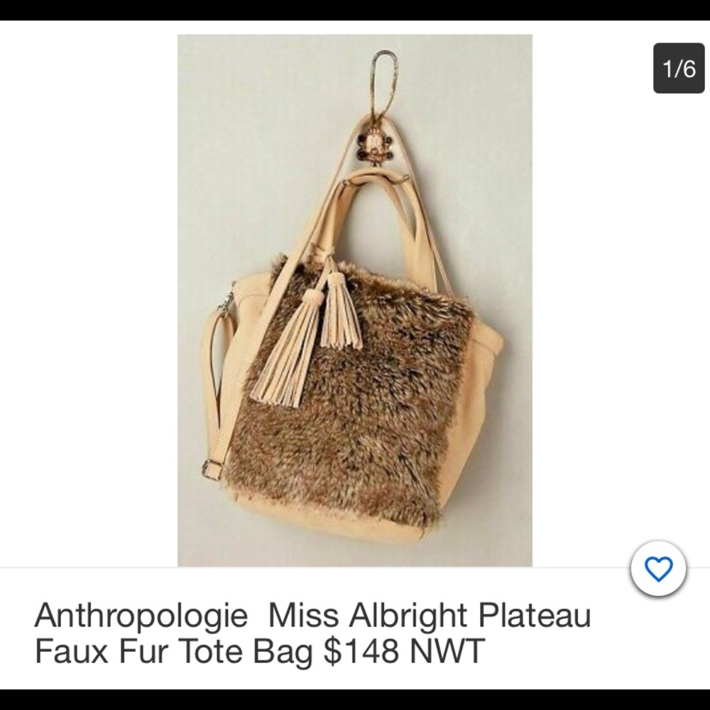 Anthropologie /plateau faux fur tote bag